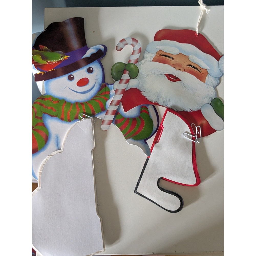 Vintage Retro Christmas Stand Up Decorations Santa Snowman Lot of 2‎